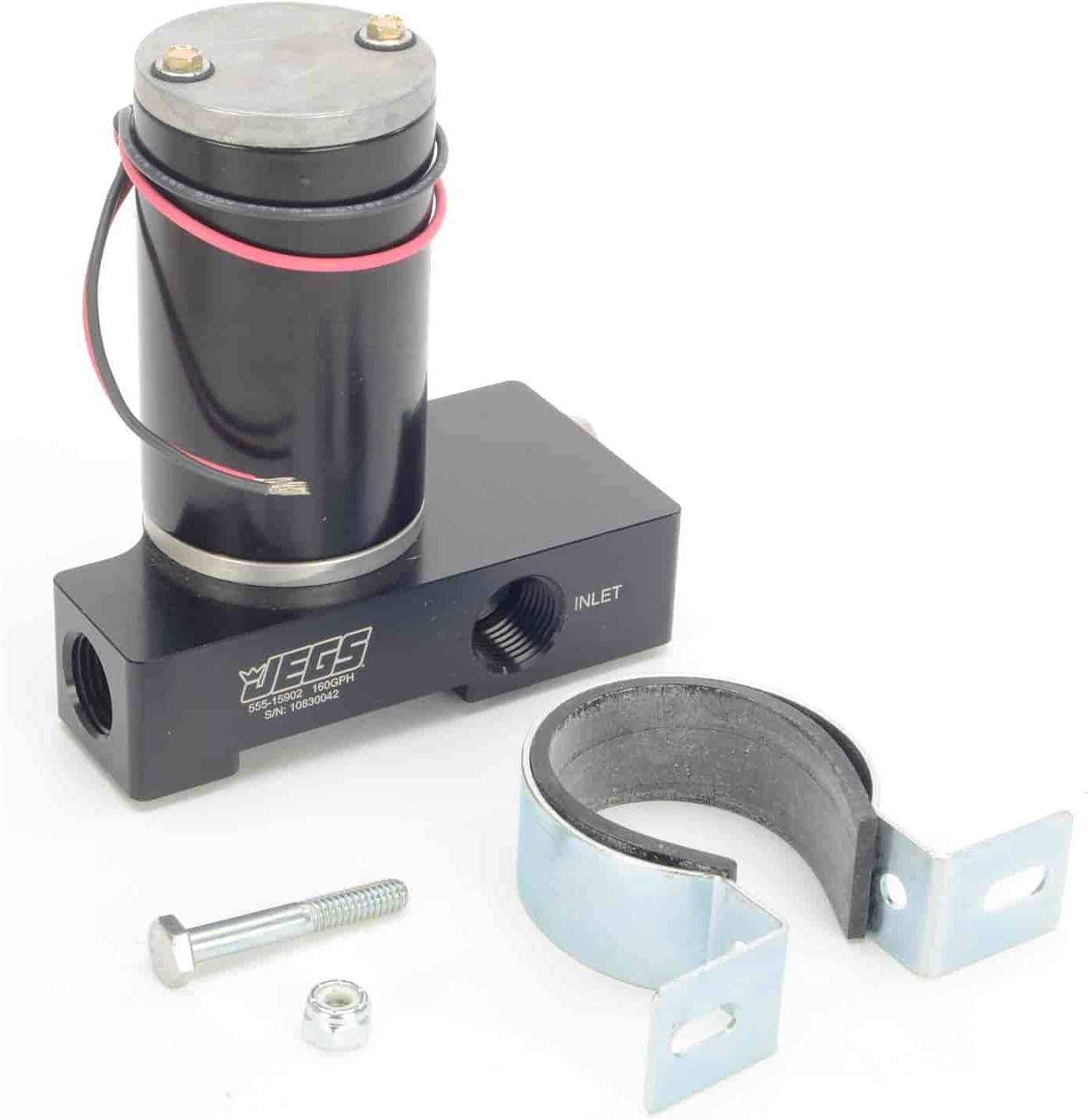 JEGS High Performance Ultra-Quiet Electric Fuel Pump | 160 GPH | 1/2 “ NPT Inlet/Outlet Ports | For Carbureted Applications Up To 1,000 Horsepower | Gasoline Only | Made In USA
