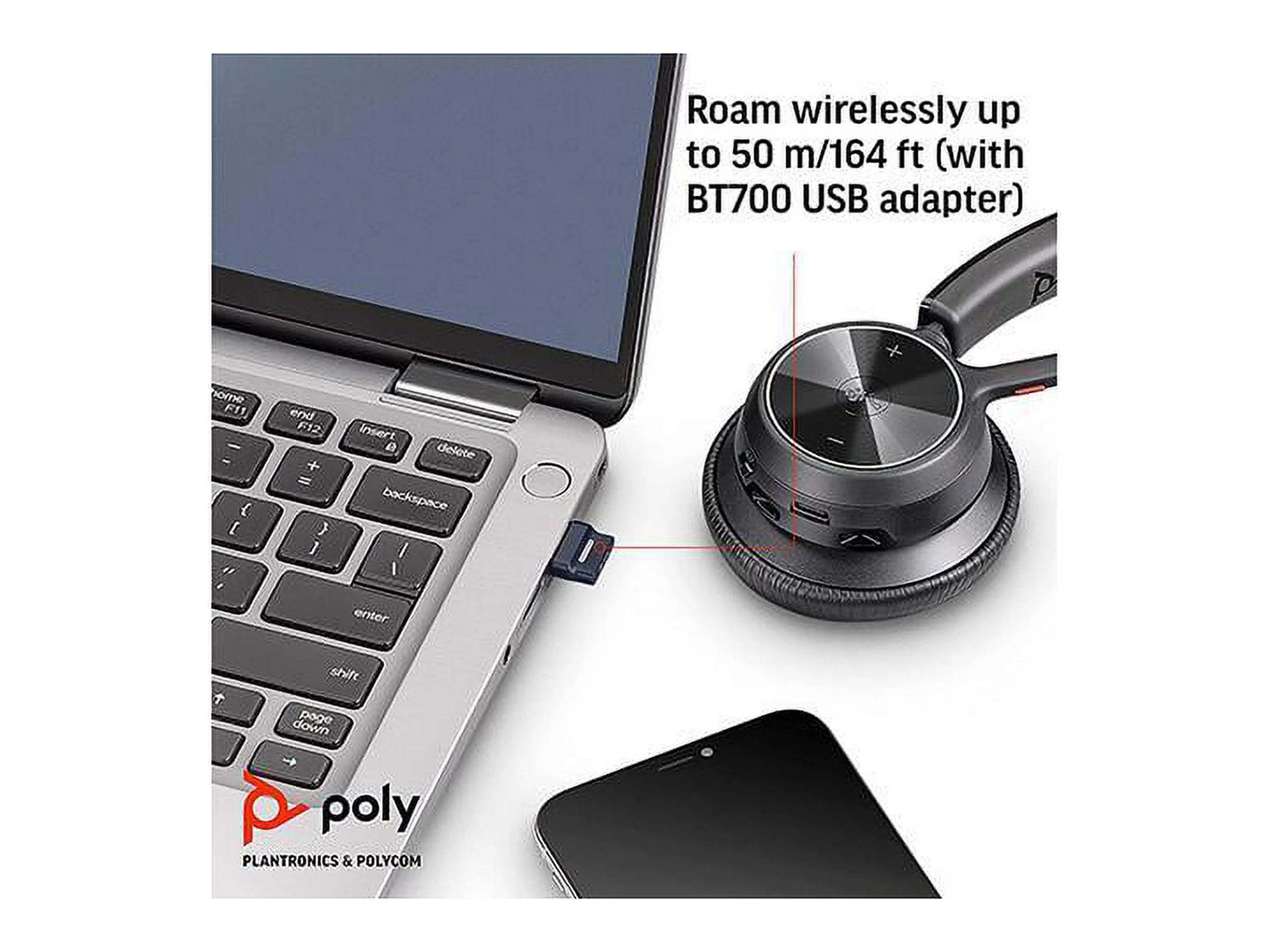 Poly - Voyager 4310 UC Wireless Headset + Charge Stand (Plantronics) - Single-Ear Headset- Connect to PC/Mac via USB-A Bluetooth Adapter, Cell Phone via Bluetooth-Works w/Teams (Certified), Zoom&More
