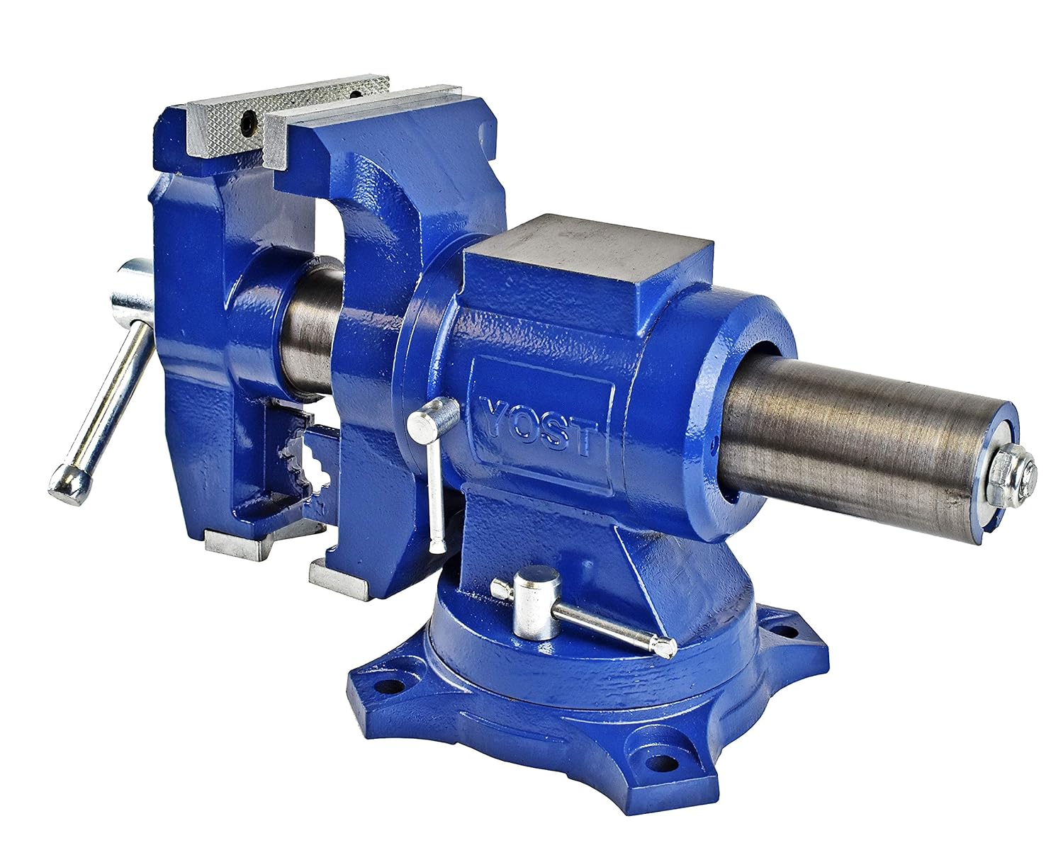 Yost Vises 5" Heavy-Duty Bench Vise, Double Swivel Rotating Vise: Head Rotates 360&deg; Vertically, Body Rotates 360&deg; Horizontally In The Locking Swivel Base, (Model 750-E; 1-Pack)