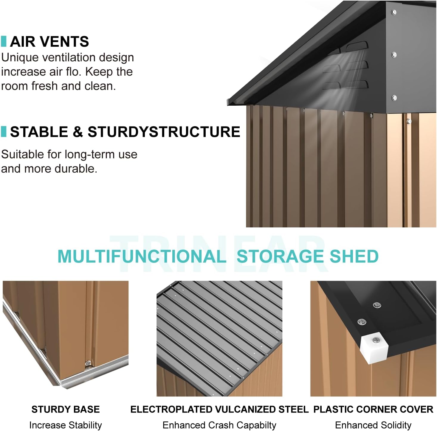Outdoor Storage Shed 5x3 FT, Metal Garden shed, Yard Shed Storage House with Sloping Roof and Door, for Backyard Garden Patio Lawn