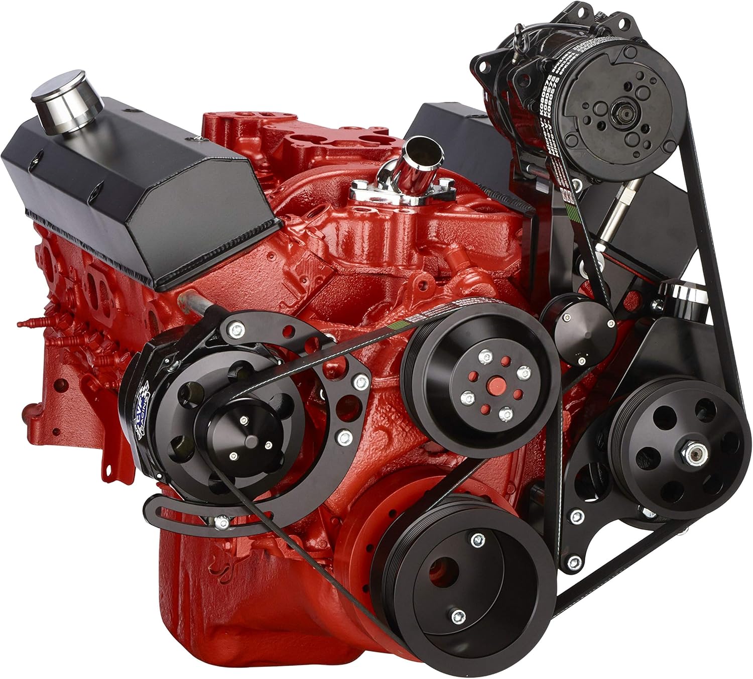Black Small Block Chevy Serpentine Kit with AC for 283 302 305 327 350 400 Small Block Engines