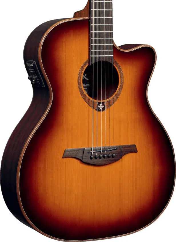 Lag Guitars Tramontane T100ACE Auditorium Cutaway Acoustic-Electric Guitar Brown Sunburst