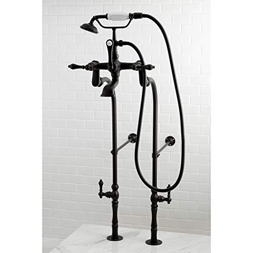 Kingston Brass CCK104T1 Vintage Tub Filler Combo with Lever Handle and Supply Lines, Polished Chrome