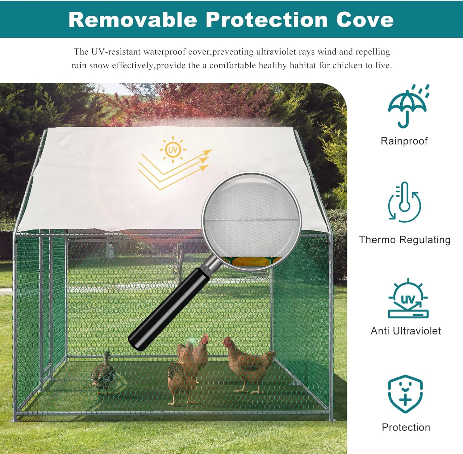 Oarlike Metal Chicken Coop for 20 Chickens Large Chicken Runs for Yard with Cover Galvanized Steel Chicken Pen Outdoor for Hen Duck Rabbits Goose Puppy Heavy Duty Walk-in Poultry Cage for Outside
