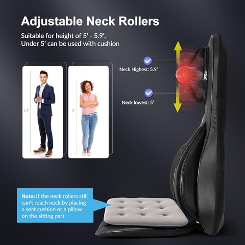 COMFIER Shiatsu Neck Back Massager with Heat, 2D ro 3D Kneading Massage Chair Pad, Adjustable Neck Massage,Seat Massager for Full Body Relaxation, Christmas Gifts for Dad Mom Women Men,Dark Gray