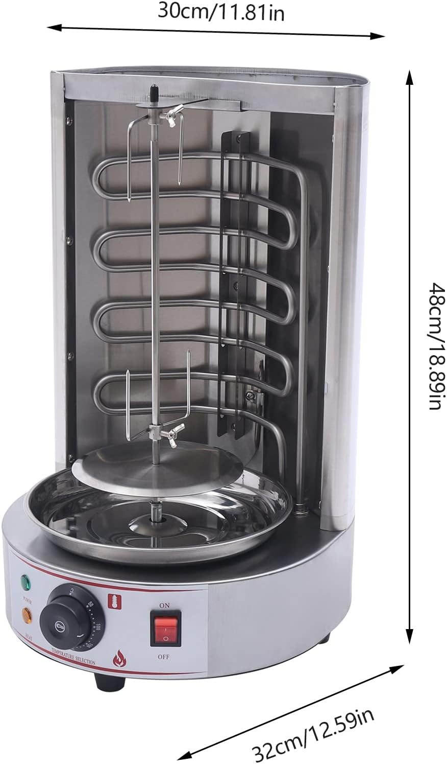 Countertop Vertical Rotating Oven Chicken Rotisserie 3kW Rotisserie Grill for Home - Stainless Steel Shawarma Grill Machine 122-572°F(50-300°C) Rotisserie Oven