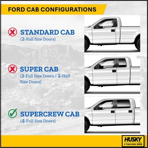 Husky Liners | Weatherbeater | Fits 2019 - 2022 Ford Ranger SuperCrew Cab | Front & 2nd Seat Floor Liners - Black, 3 pc. | 94101