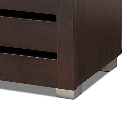 Baxton Studio Adalwin 3-Door Shoe Storage Cabinet, Dark Brown (118-6517-HiT)