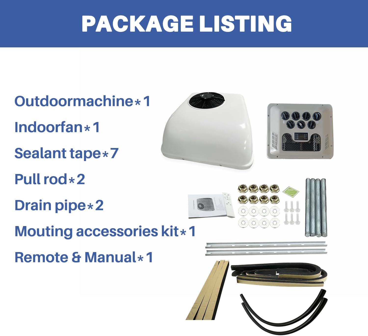 12V volt dc air conditioner Heat and Cool Electric Parking Rooftop rv Air Conditioner 8800BTU Motorhome Truck Trailer Camper Van 12V ac unit (DC 12V Heat & Cool)