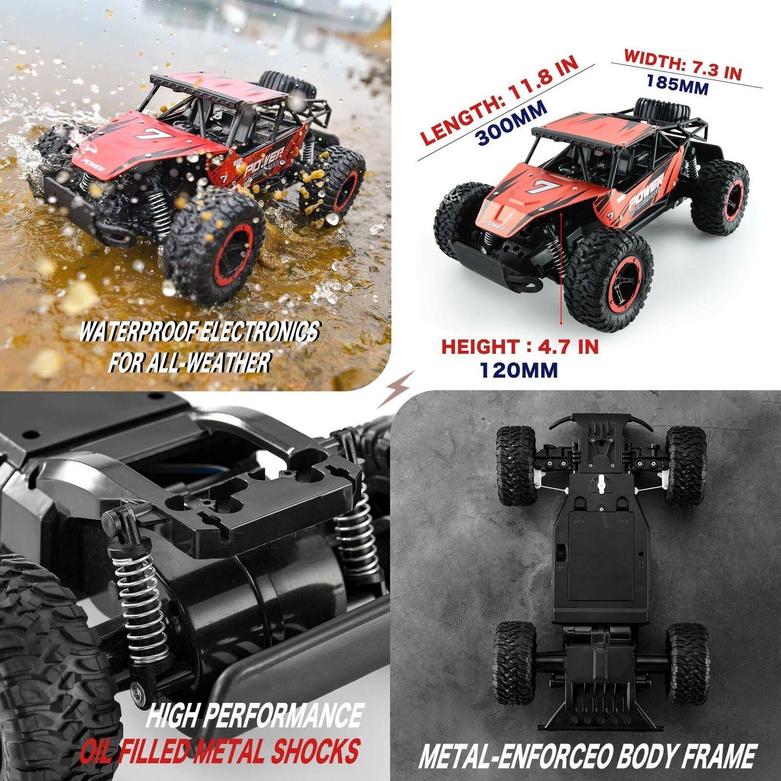 BEZGAR Remote Control Car, 1:14 Aluminium Alloy Off Road Large Size Kids High Speed Fast Racing Monster Vehicle Hobby Truck Elec