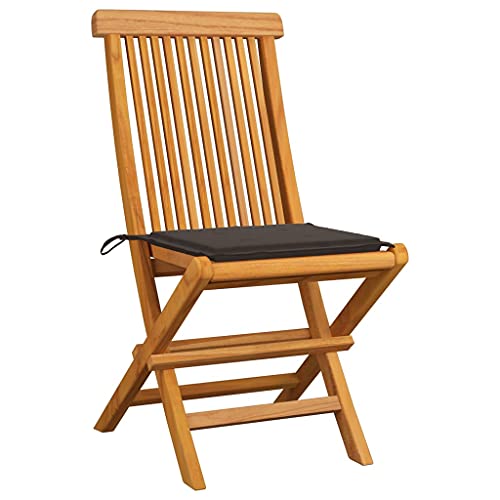 Patio Chairs with Taupe Cushions 8 pcs Solid Teak Wood,Teak Folding Patio Chairs Durable and Comfortable for Outdoor Dining and Relaxation Outdoor Seating Furniture