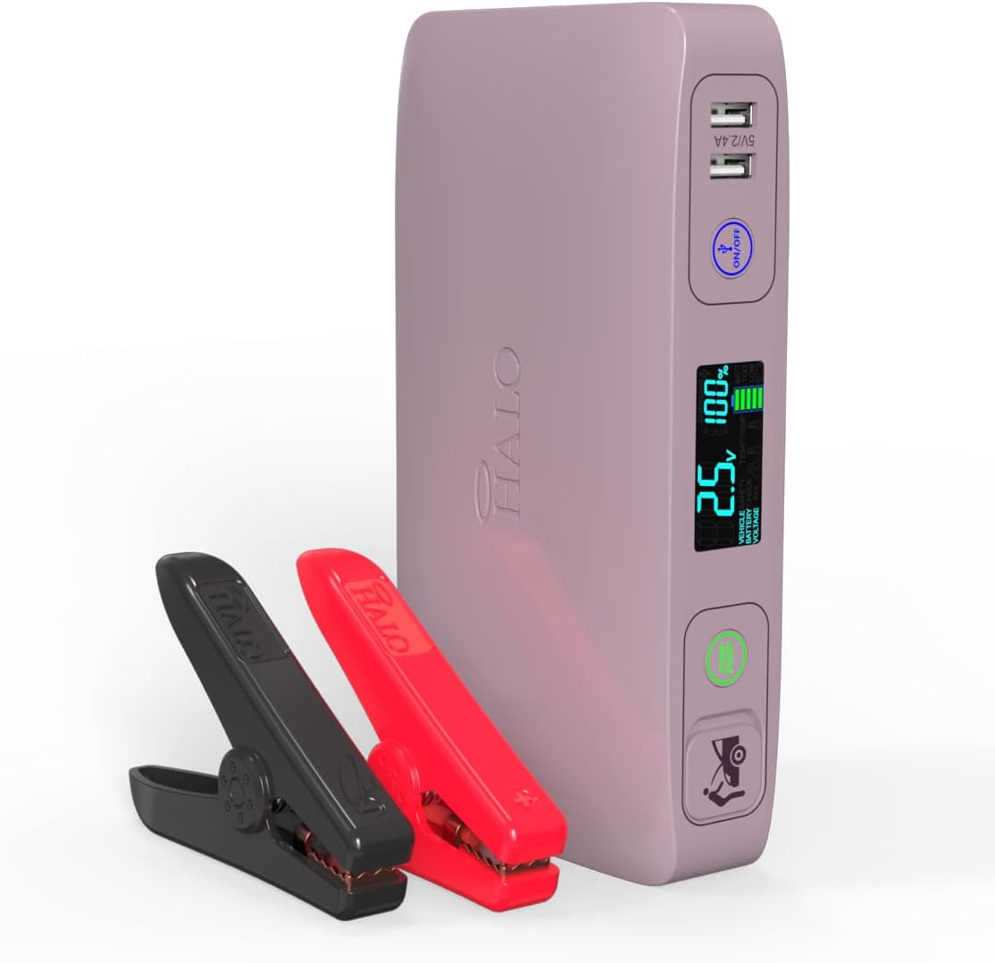 Halo Bolt ACDC Max 55500 mWh - Portable Phone Laptop Charger Car Jump Starter with Outlet, LCD Display, Flood Light and Car Charger - Black