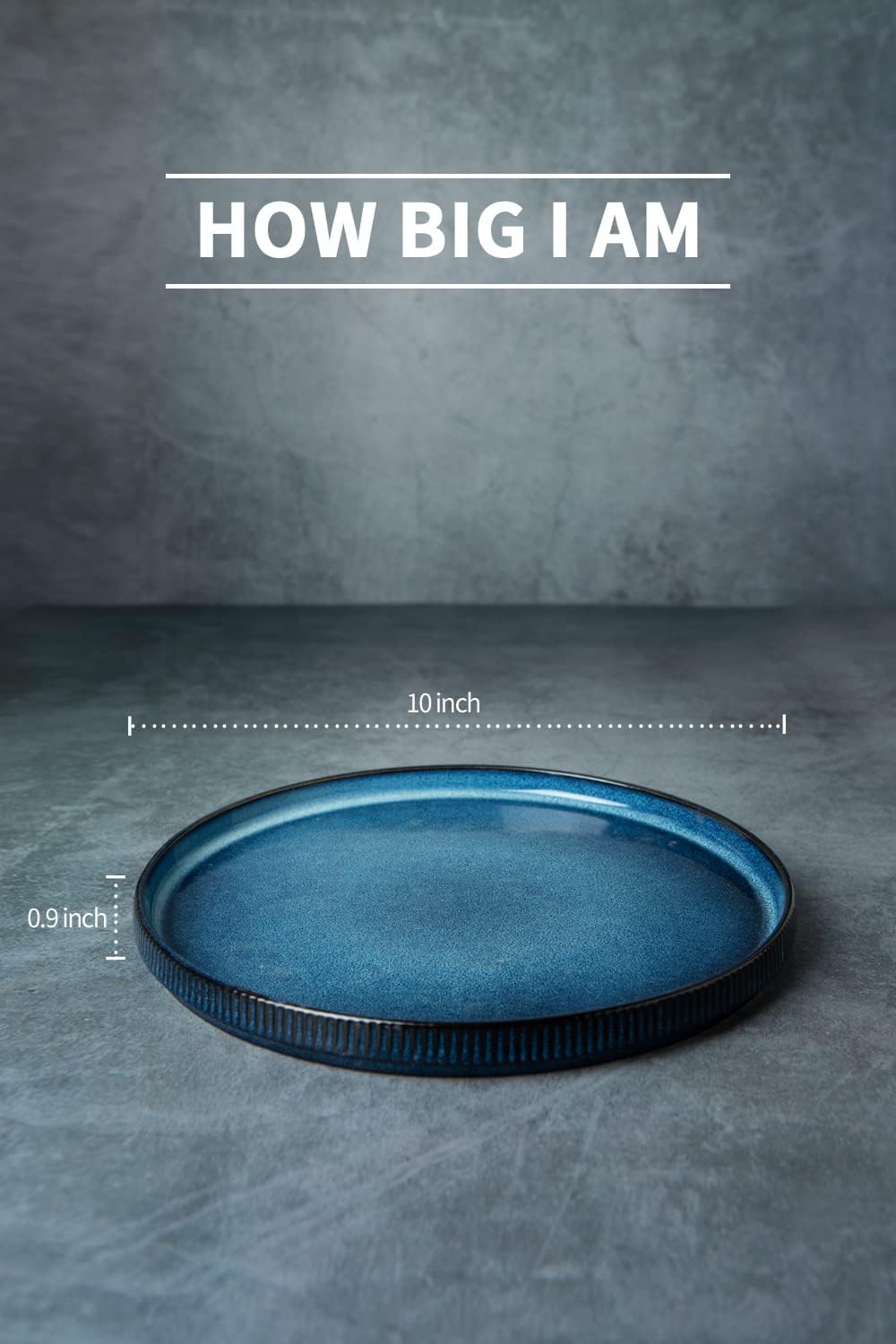 Famiware Dinnerware Set for 4 (12 Piece) and 10" Dinner Plates for 6 - Nebulas Blue