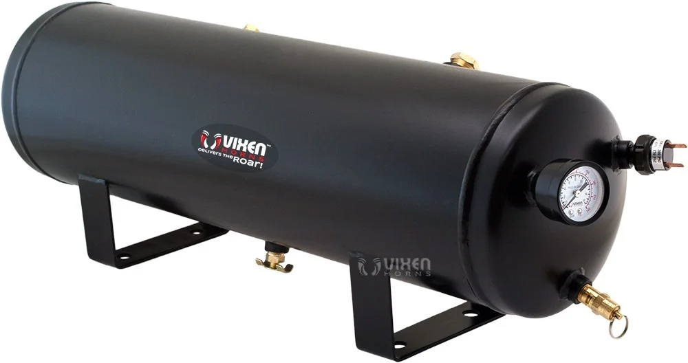 Vixen Horns Train Horn Kit for Trucks/Car/Semi. Complete Onboard System- 200psi Air Compressor, 3 Gallon Tank, 4 Trumpets. Super Loud dB. Fits Vehicles like Pickup/Jeep/RV/SUV 12v VXO8330/4124XC