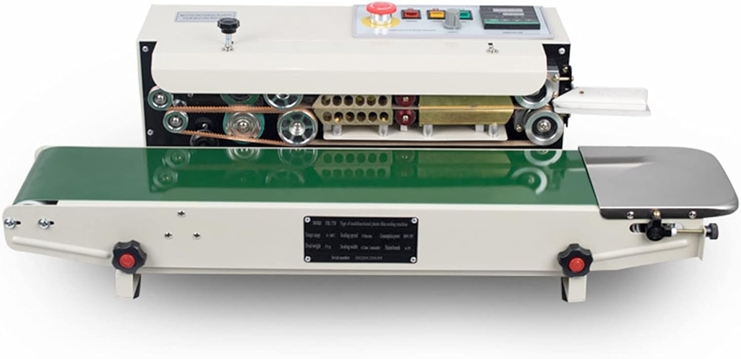TECHTONGDA FR-770 Continuous Sealing Machine Vertical & Horizontal Automatic Band Sealer with Digital Thermostat for Plastic Poly Bag PVC Membrane Bags Film 110V