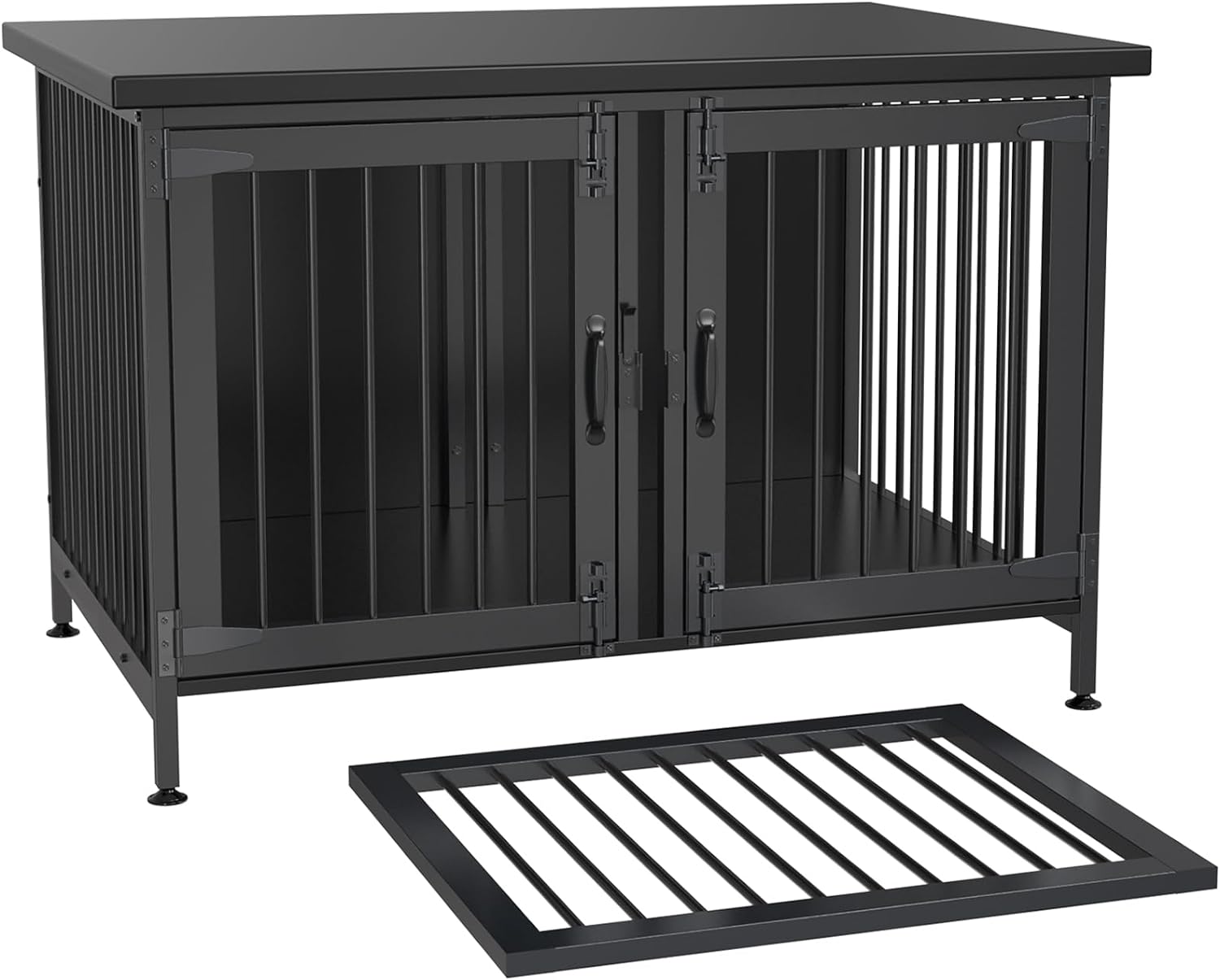 Double Dog Crate with Divider for 2 Small Dogs or 1 Dog, Furniture Style Kennel Indoor Cage with Removable Panel (Int.dims:36.2”Wx24.5”Dx21”H)