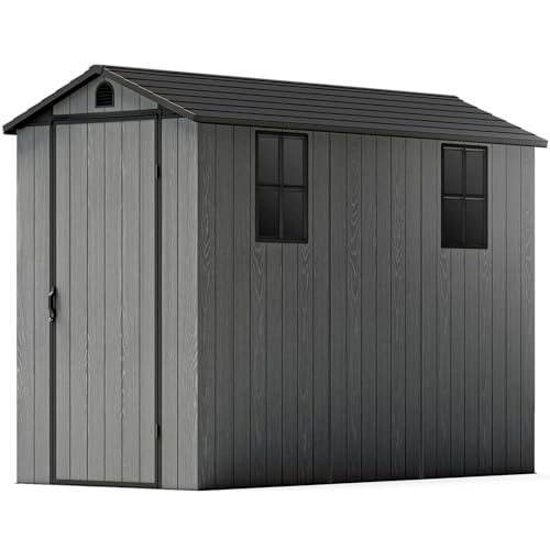Patiowell 5 x 3 FT Outdoor Resin Storage Shed, Waterproof Plastic Cabinet with Lockable Doors and Adjustable Shelves for Patio Furniture, Pool Accessories and Tools, Beige