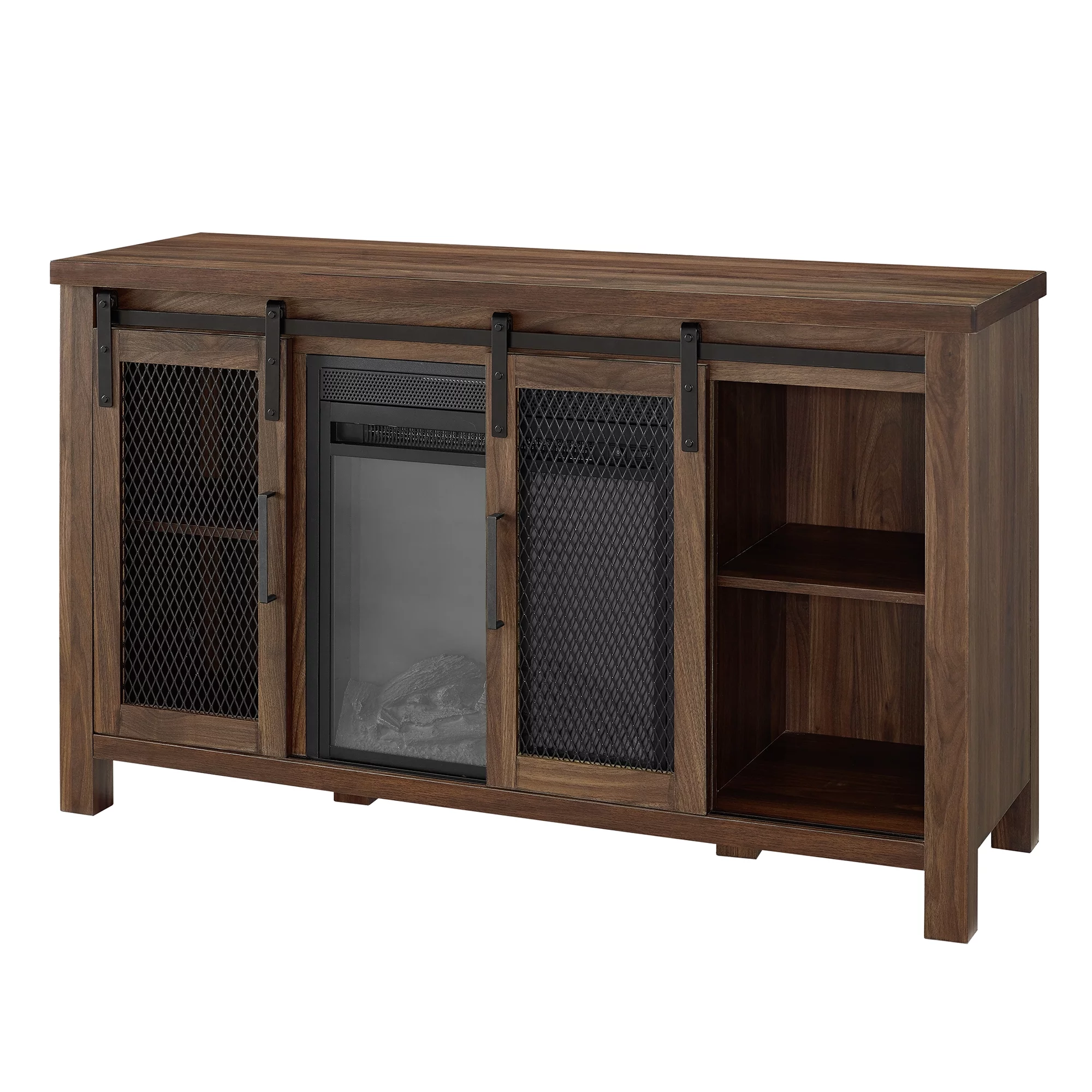 Manor Park Fireplace TV Stand for TVs up to 55", Dark Walnut
