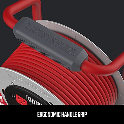 CRAFTSMAN 100 Ft. Contractor Retractable Extension Cord Reel With 4 Outlets & Heavy Duty 12AWG SJTW Cable