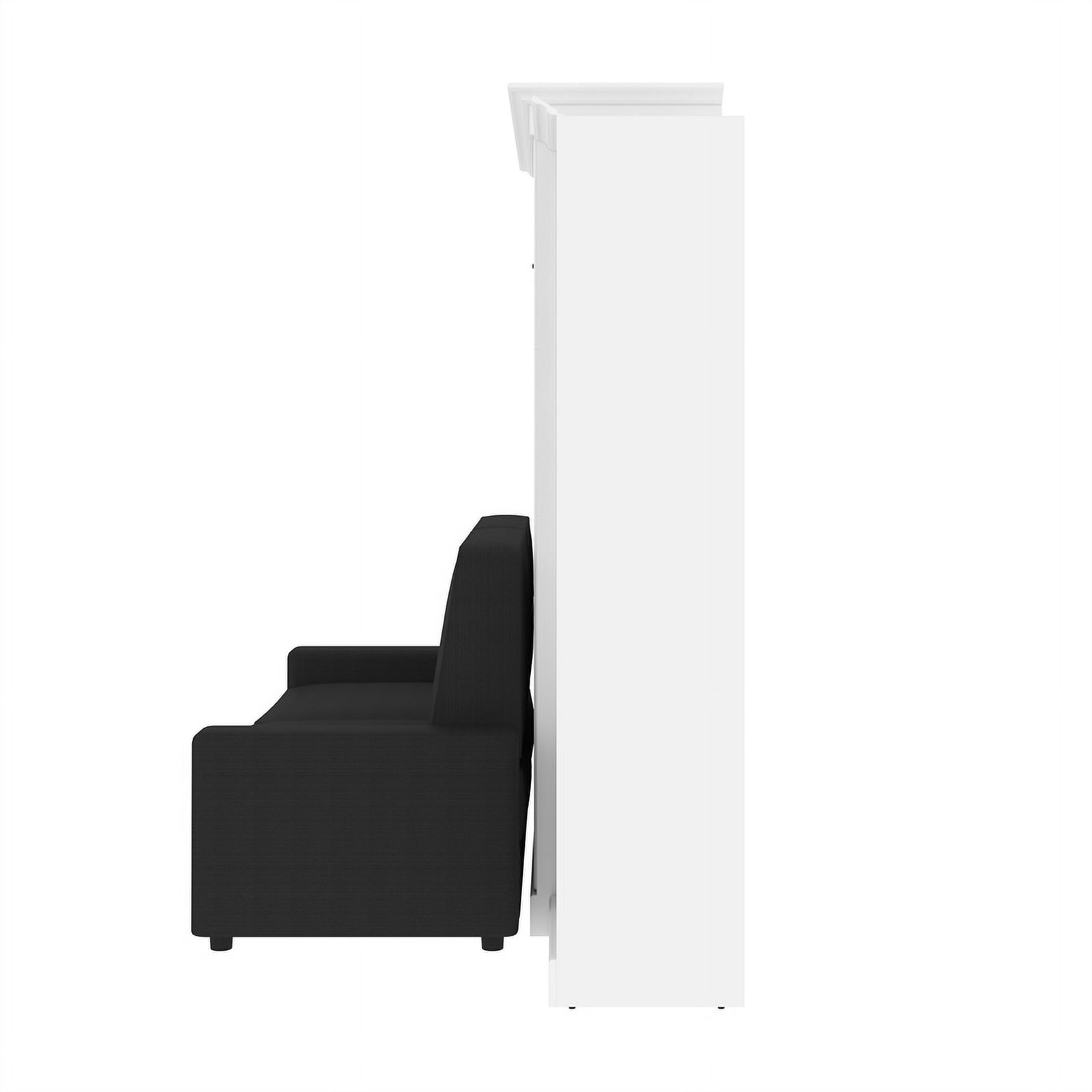 Atlin Designs Wood Queen Murphy Bed with Sofa & Organizer in White/Gray