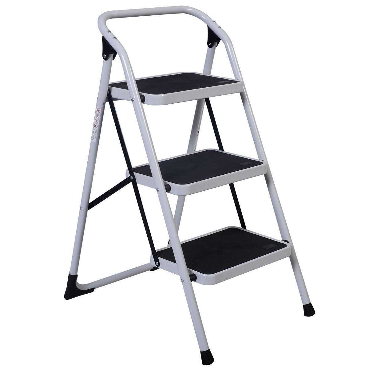 Costway 3 Step Lightweight Ladder HD Platform Foldable Stool 330 lb