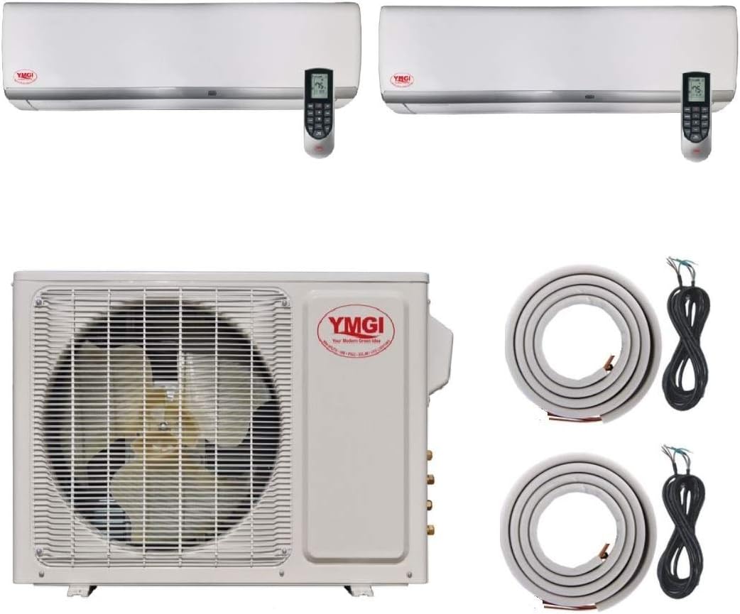 YMGI-24000 BTU 12000+12000 21 SEER DUAL ZONE DUCTLESS MINI SPLIT AIR CONDITIONER Heat Pump