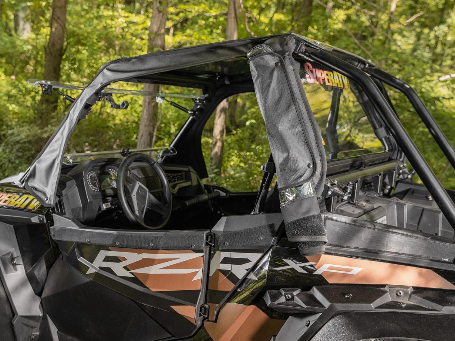 SuperATV Primal Soft Cab Enclosure Upper Doors for 2015-2020 Polaris RZR S 900-2 Upper Doors - Resistant to Water, Tears, UV Rays - Velcro Strips and Snaps Hold Doors Securely to Frame - USA Made