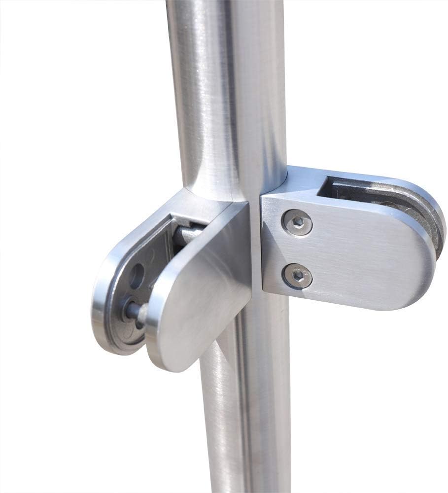 NOPTEG 35" Glass Railing Post - 【Corner Post】 304 Stainless-Steel Glass Panels Deck Railing System Glass Fence Panels Glass Railing Hardware Glass Stair Railing System (Free-Handrail Version Pack of 2