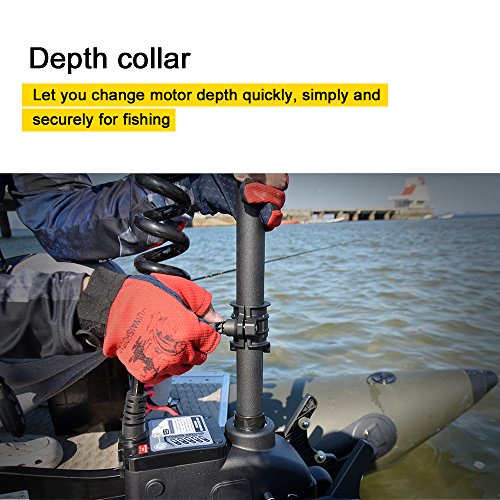 AQUOS Haswing Black 12V 55LBS 48inch Electric Bow Mount Trolling Motor with 2.4 G Remote Control for Inflatable Boat Kayak Bass Boat Aluminum Boat Fishing, Freshwater and Saltwater Use