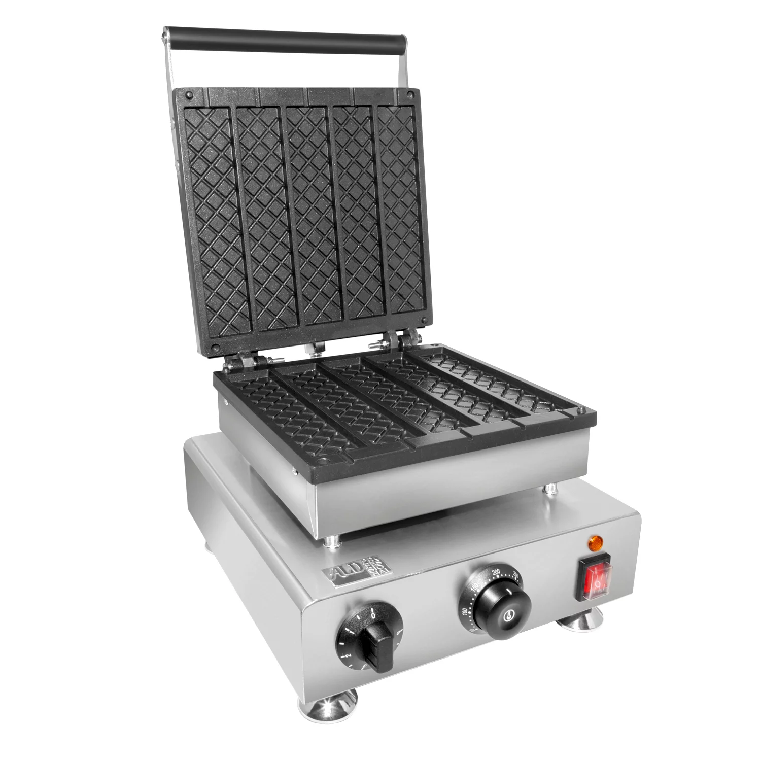 ALDKitchen Waffle Stick Maker | 5 Flat Waffles | Checkered Pattern | Nonstick | Stainless Steel | 110V
