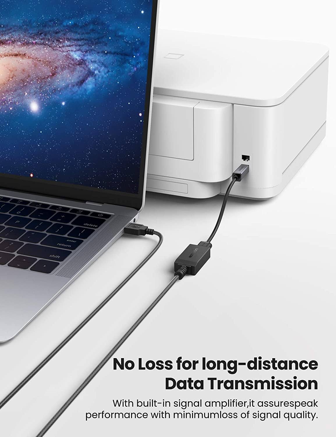 UGREEN USB 2.0 Active Male to Female Repeater Booster Extension Cable for Print