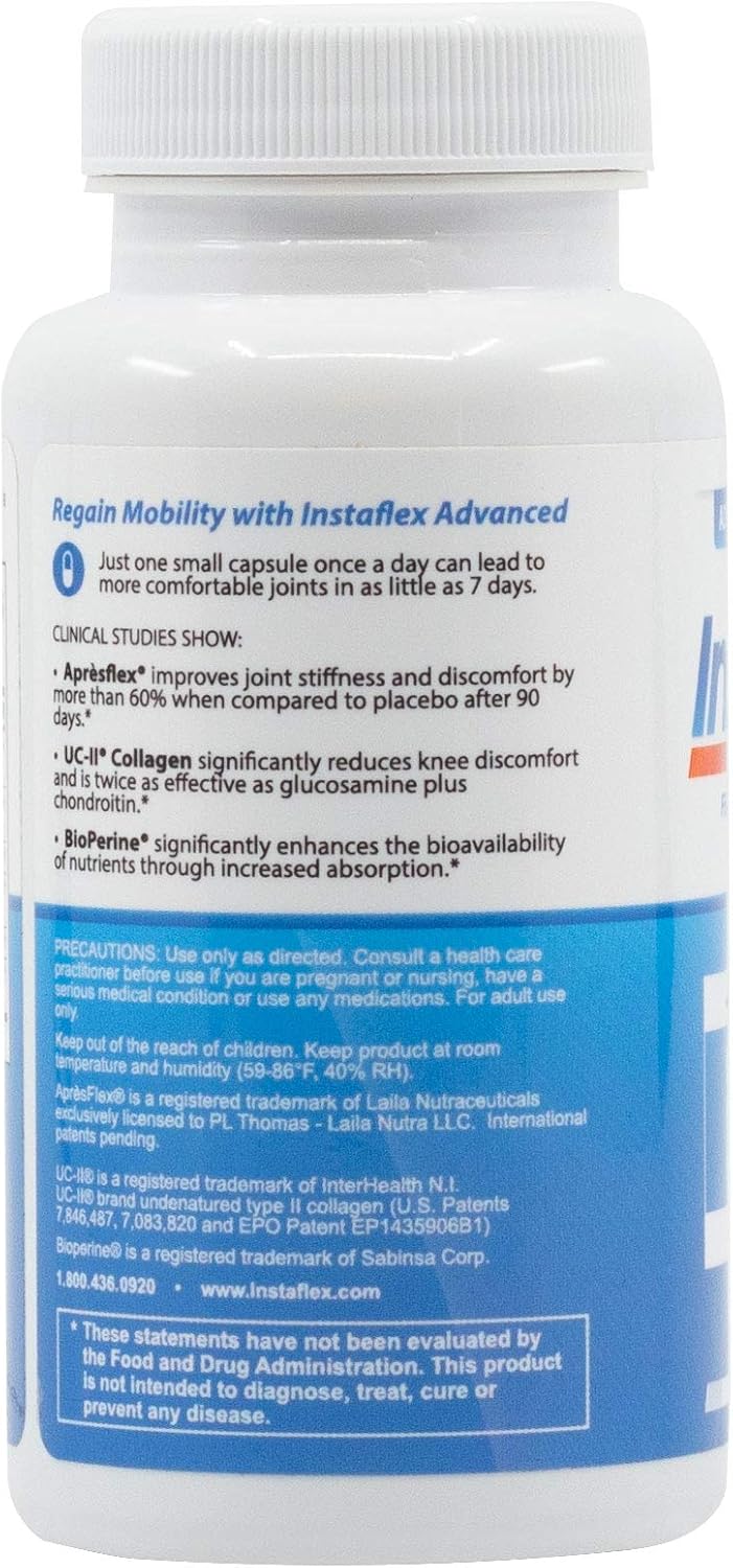 Instaflex Advanced Joint Support Supplement - Turmeric, Resveratrol, Boswellia Serrata Extract, BioPerine, UC-II Collagen- 30 Count Pack of 2