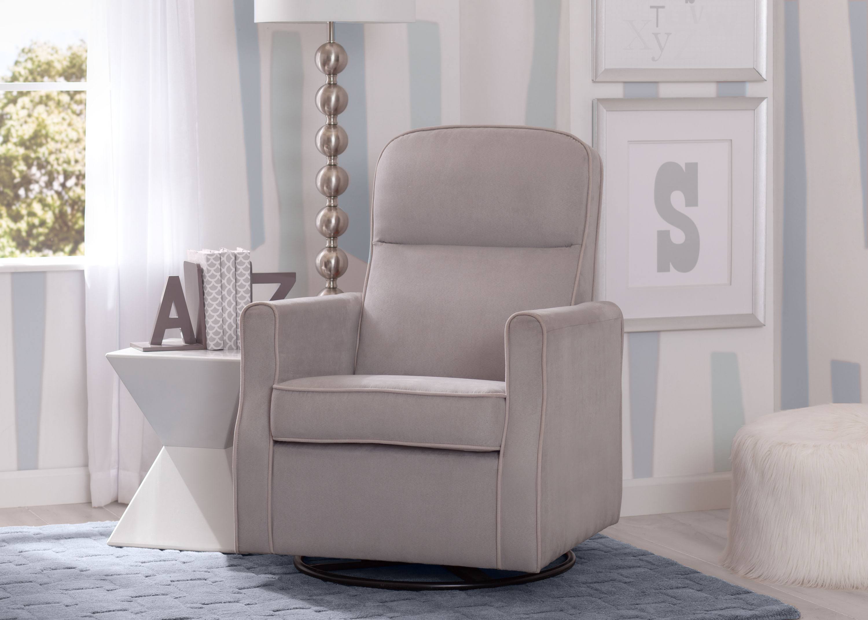Delta Children Clair Slim Glider Nursery Swivel Rocker Chair - Navy
