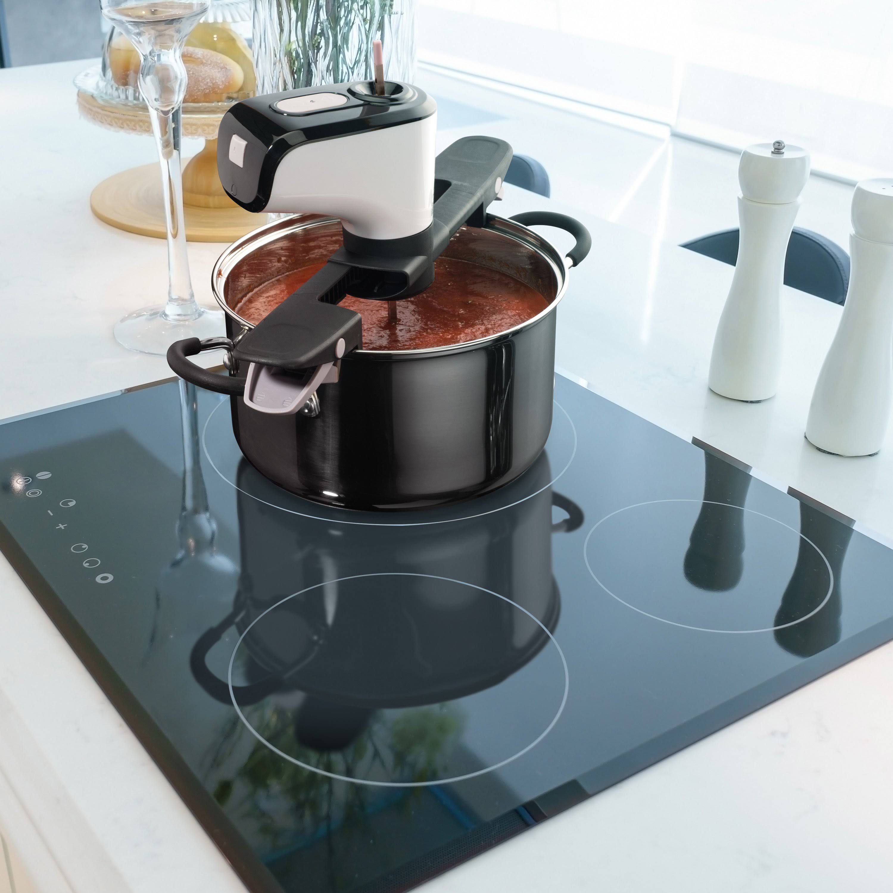 Saki Automatic Pot Stirrer for Cooking, with 2 Speeds, Adjustable, Hands Free