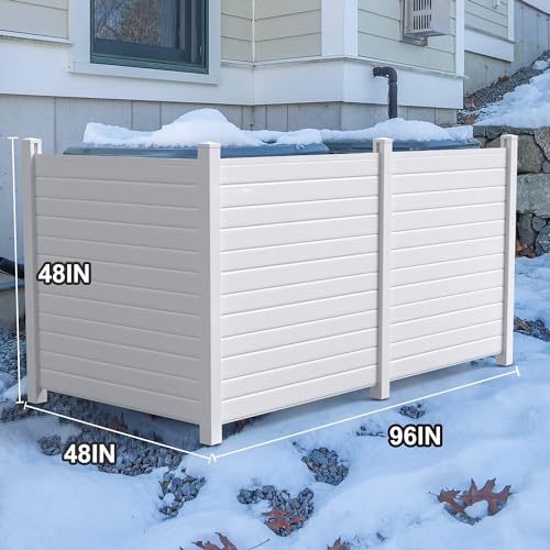 48"W X 48"H Outdoor privacy screen freestanding, Pool Equipment Enclosure, Air Conditioner Fence, fencing to hide air conditioner, vinyl privacy fence, garbage can hider outdoor(Color:4 Panels)