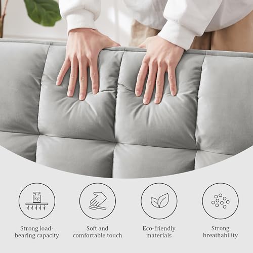 3 in 1 Convertible Sleeper Sofa Bed, Multi-Functional Velvet Sleeper Couch Pull-Out Bed, Loveseat Chaise Lounge with Adjustable Backrest, Two Seat Sofa for Living Room, Small Space, Gray