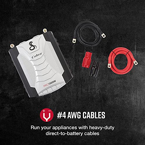 Cobra PRO 2500W Professional Grade Power Inverter, Portable – 2500-Watt Car Charger, 4 Grounded AC Outlets, 2 Fast Charge USB Ports and Remote Controller (CPIALCDG1) Compatible