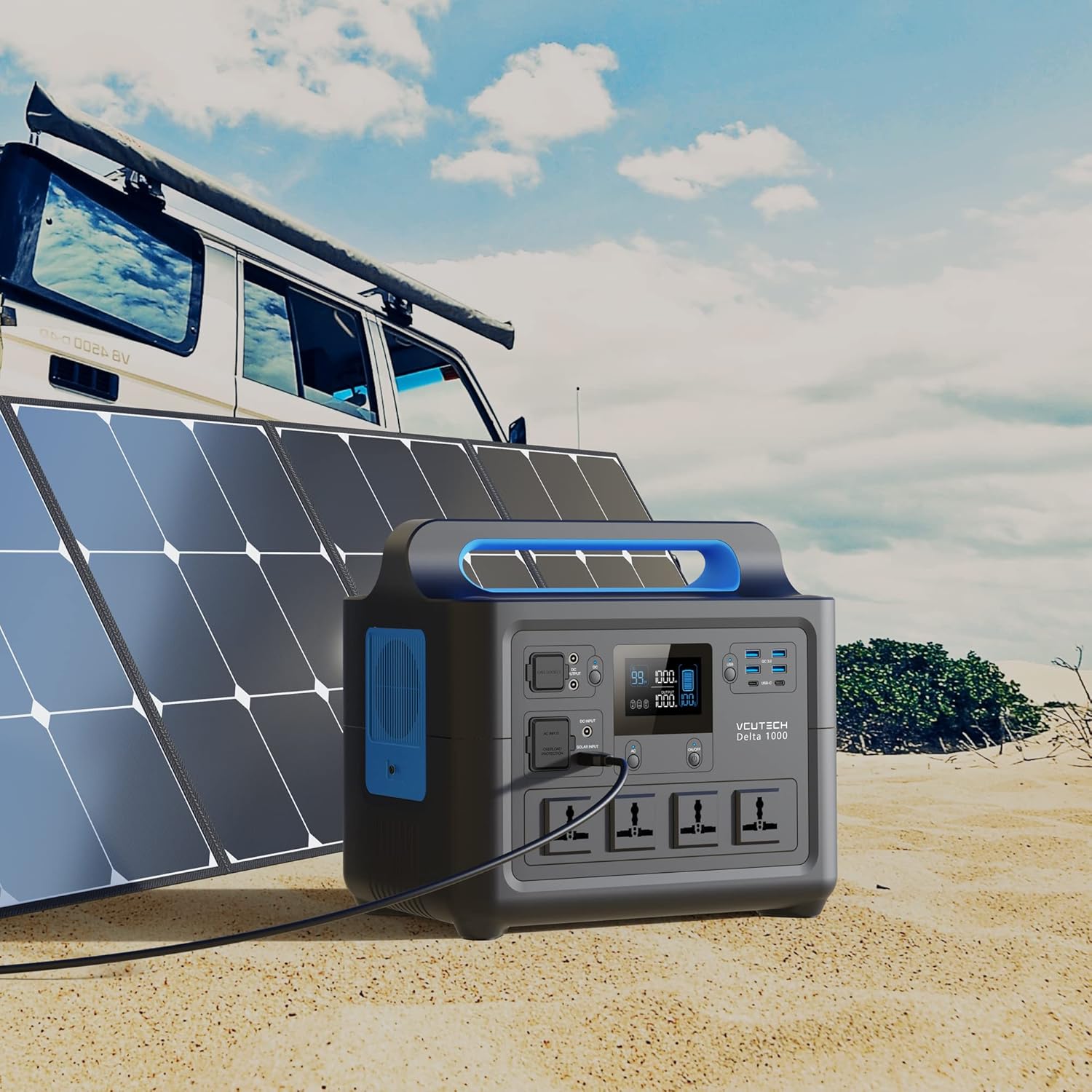 Portable Power Station 1000W, 1228WH Capacity LiFePO4 Battery, Support Up to 15 Device, Power Equipment, Solar Generator Charge 0-90% In 2 Hours, Backup Battery Power Supply Kit for Outdoors, Camping, Travel, Off-Grid, Emergency by VCUTECH