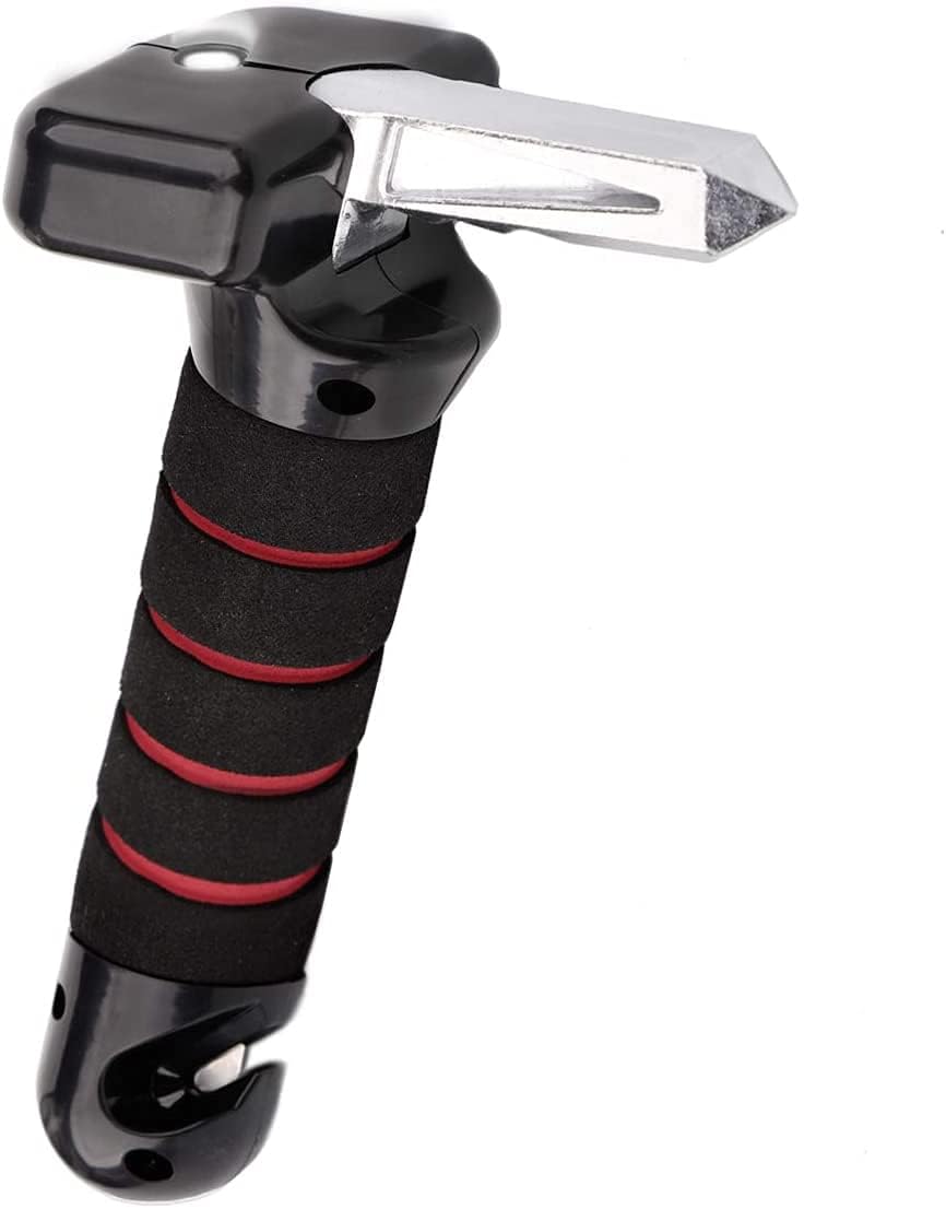 Portable 4 in 1 Vehicle Support Handle, Elderly Car Assist Handle Cane, Multifunction Vehicle Door Assist Handles with Seatbelt Cutter, Window Breaker for Car Red
