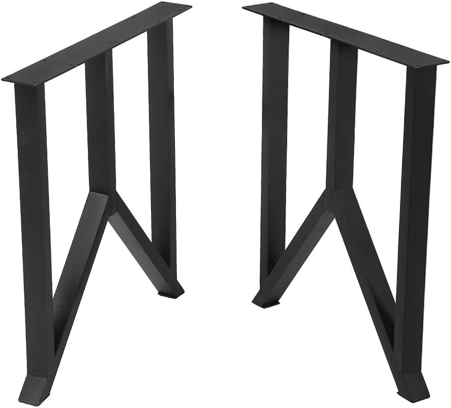 Metal Table Legs Cast Iron Dining Table Legs,28” Height 35” Wide Industrial Bench Legs Black Desk Legs,Rustic Heavy Duty DIY Furniture Legs,Square Tube Coffee Table Legs 2 PCS