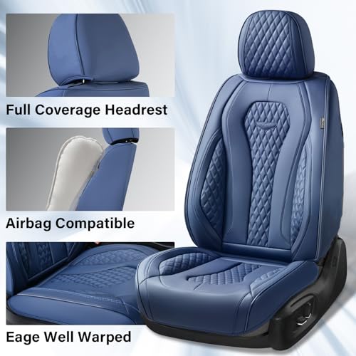 Coverado Seat Covers, Car Seat Covers Full Set, Black Car Seat Cover, Car Seat Covers Front Seats Back Seat Cover, Waterproof Car Seat Cushion,Leather Seat Cover Seat Protector Universal Fit Most Cars