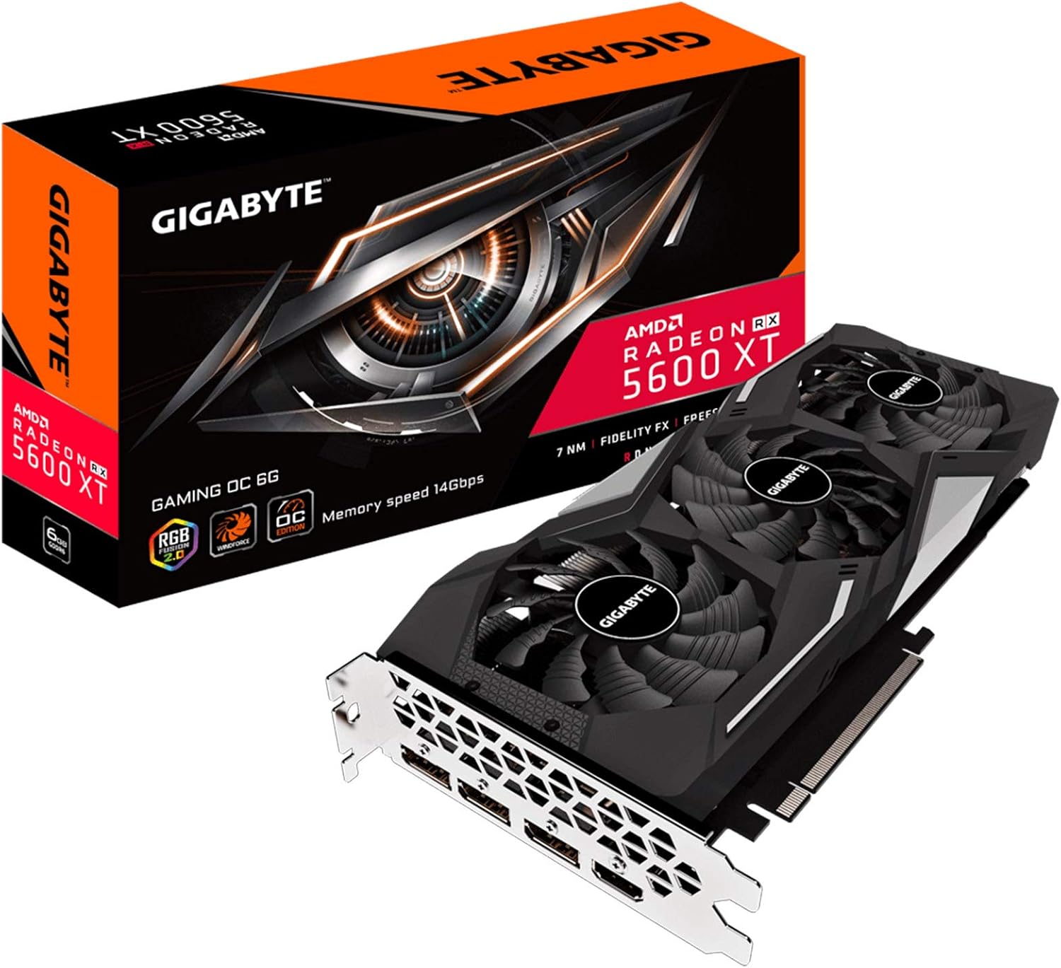 GIGABYTE Radeon RX 5600 XT Gaming OC 6G (Rev. 2.0) Graphics Card, PCIe 4.0, 6GB 192-Bit GDDR6, GV-R56XTGAMING OC-6GD REV2.0 Video Card