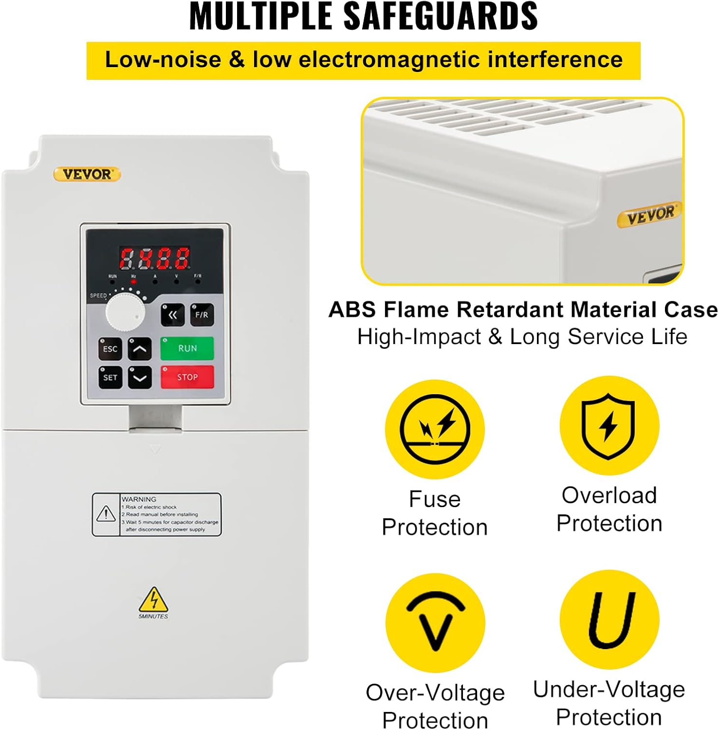 VEVOR VFD 4KW 220V 5.5HP, 1 or 3 Phase Input, 3 Phase Output Variable Frequency Drive, AC 17A 0~1000HZ CNC Motor Inverter Converter for Motor Speed (RS485)