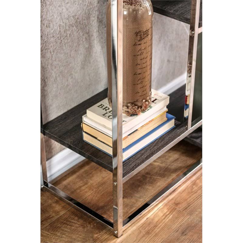 Furniture of America Jan Modern 6 Shelf Bookcase in Chrome