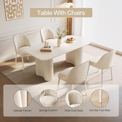 7-Piece Dining Table Set with 6 Chairs for Kitchen, Bar, Dining Room Table Set for 4-6 People, Indoor Kitchen Table Set, 55.11" Long Modern Dining Table