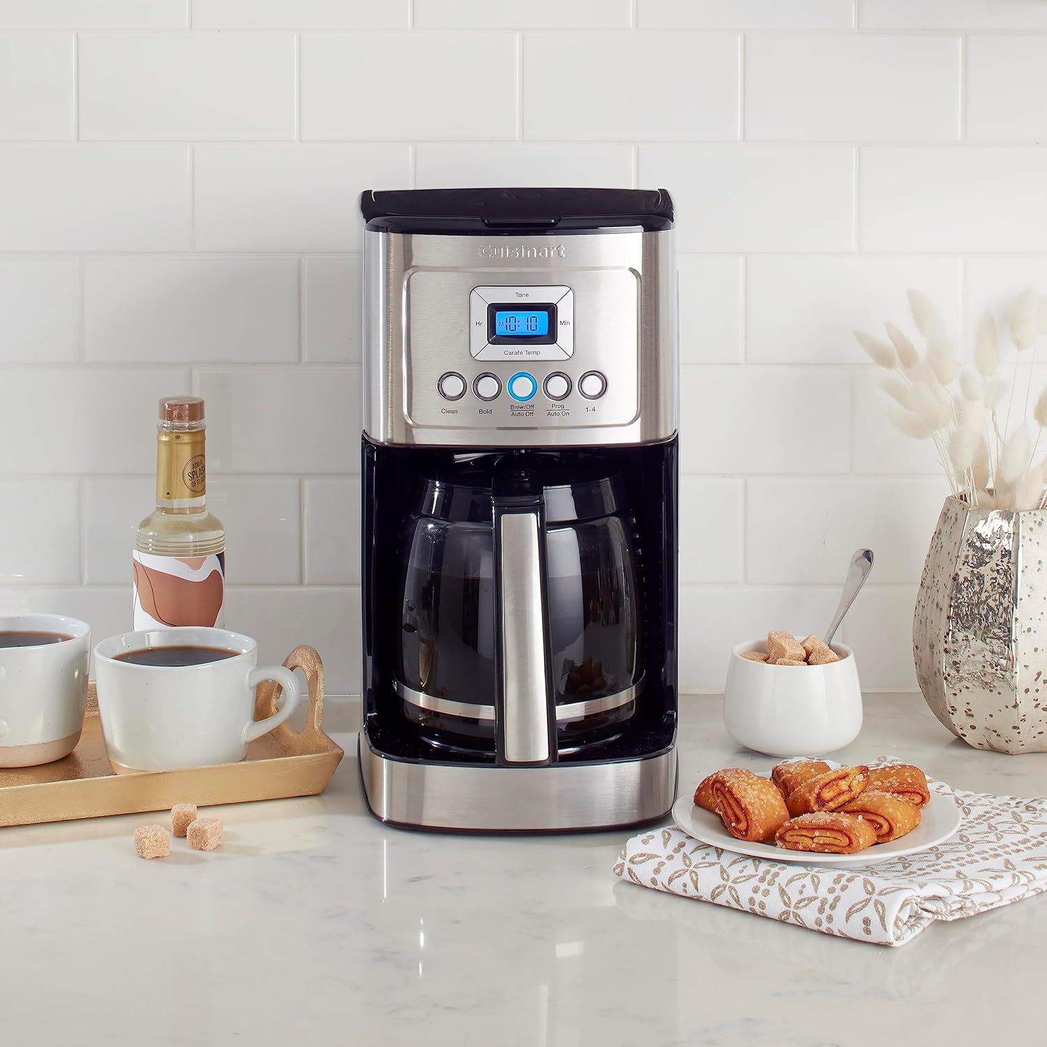 Galanz GLR46TBKER Retro Compact Refrigerator with Freezer Mini Fridge with Dual Door & Cuisinart Coffee Maker, 14-Cup Glass Carafe, Fully Automatic for Brew Strength Control & 1-4 Cup Set