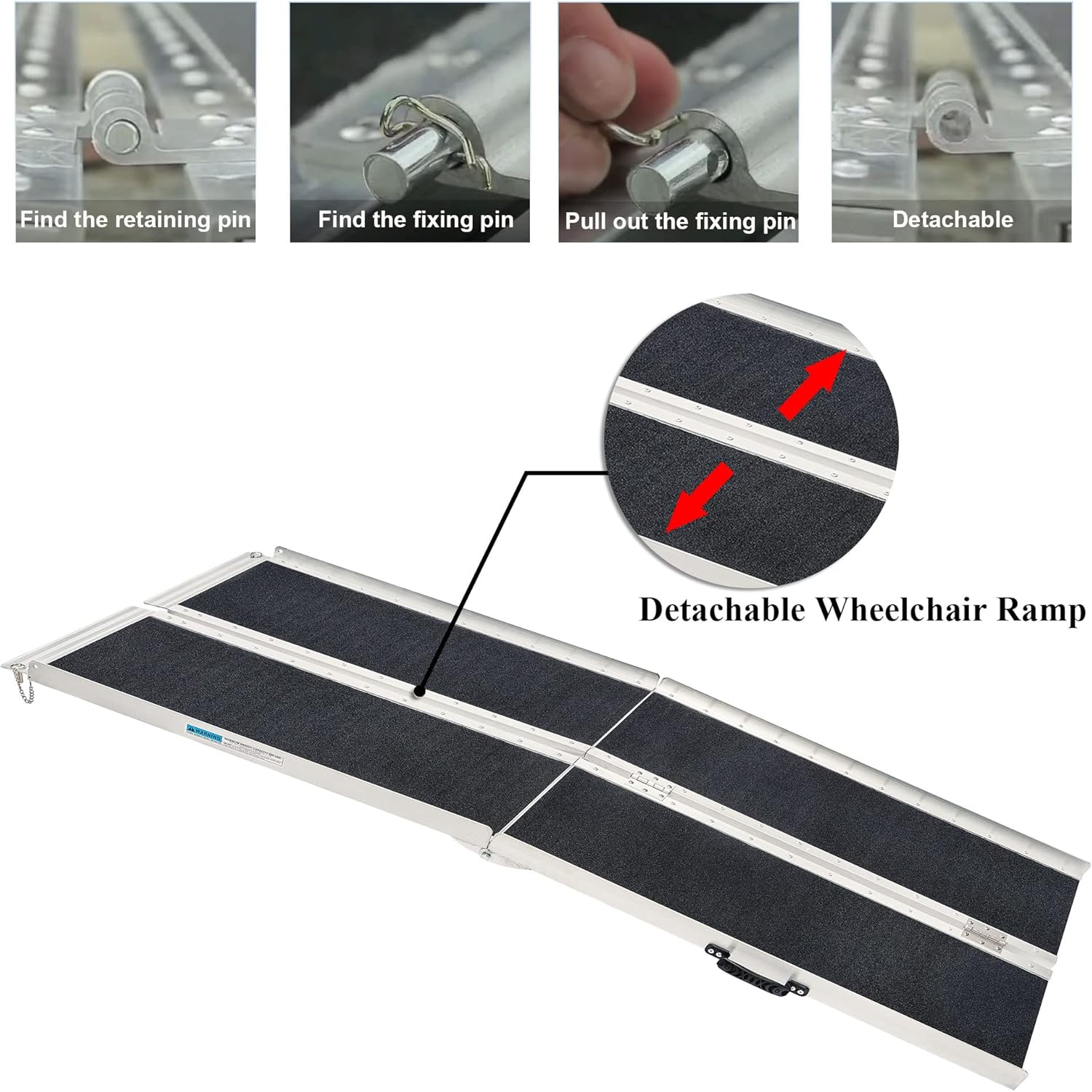 LEMNISCATE Wheelchair Ramp 6FT, Portable Wheelchair Ramp for Home, Lightweight Aluminum Ramp for Steps, Non-Skid Threshold Ramp for Doorways, Curbs, Foldable Mobility Scooter Ramp