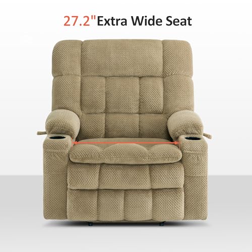 MCombo Dual Motor Power Lift Recliner Chair with Massage and Heat for Elderly People, Infinite Position, USB Ports, Cup Holders, Fabric 7890 (Medium-Regular, Burgundy)
