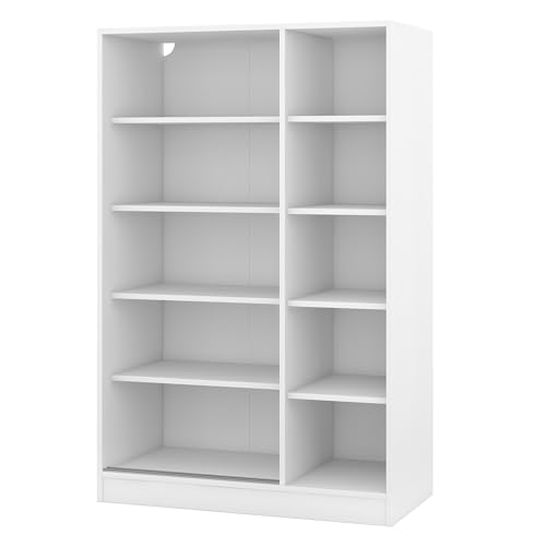 Modern 3-Door Mirror Wardrobe Closet with 2 Drawers & Top Cabinets, Freestanding Armoire w/Hanging Rail & 4 Shelves, Clothes Storage Organizer for Bedroom, Home, 81.1, Gray