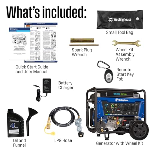 Westinghouse 13500 Peak Watt Tri-Fuel Home Backup Portable Generator, Remote Electric Start, Transfer Switch Ready, Gas, Propane, and Natural Gas Powered